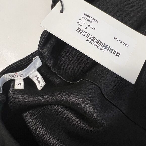 NEW BA&SH Sz XS Ninon Satin Midi Slip Dress Open Back Cut Out Black - Picture 9 of 11
